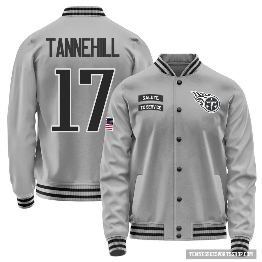 Men's ＃17 Ryan Tannehill Tennessee Titans Gray Salute to Service Performance Jacket