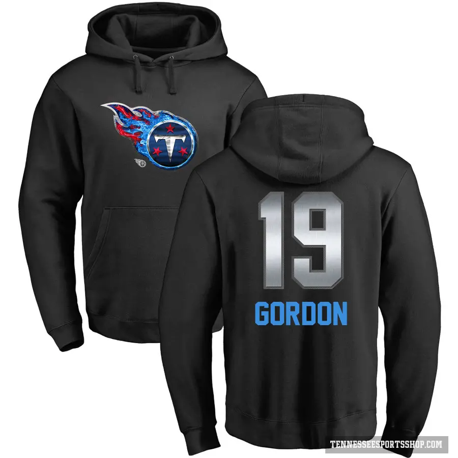 Men's ＃19 Josh Gordon Tennessee Titans Black Midnight Mascot Pullover Hoodie