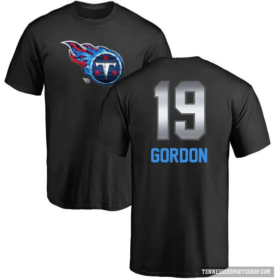 Men's ＃19 Josh Gordon Tennessee Titans Black Midnight Mascot T-Shirt