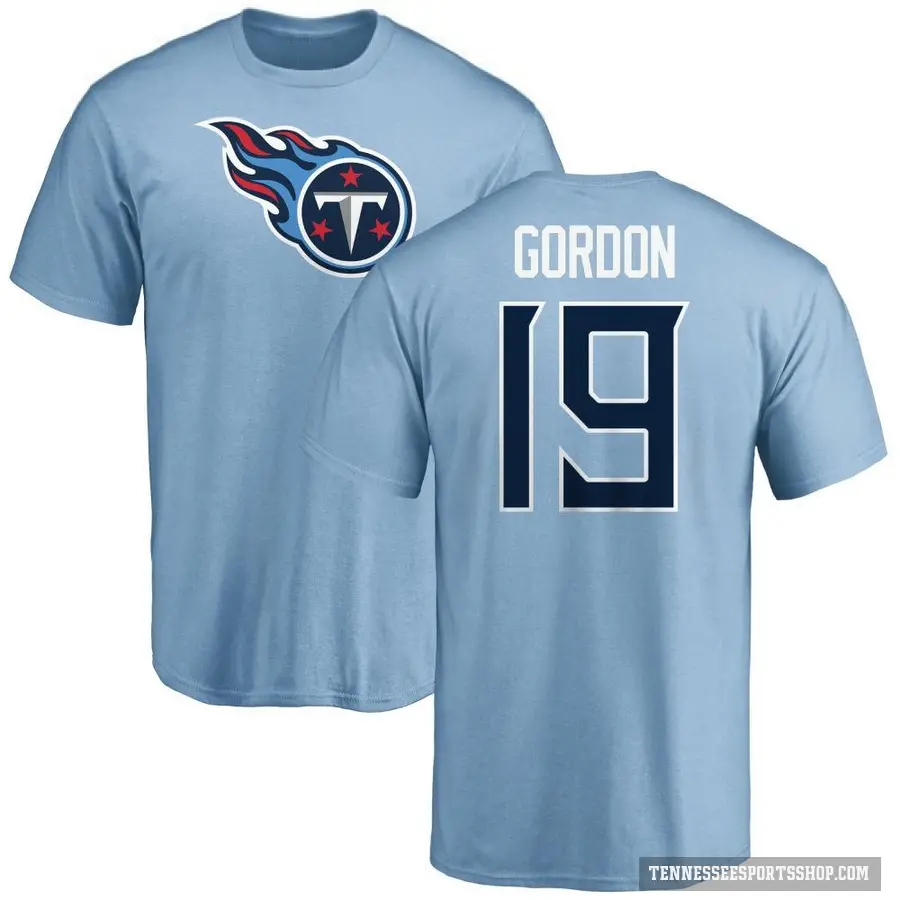 Men's ＃19 Josh Gordon Tennessee Titans LightBlue Logo T-Shirt Light Blue