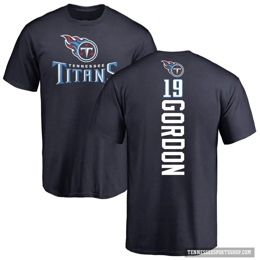 Men's ＃19 Josh Gordon Tennessee Titans Navy Backer T-Shirt