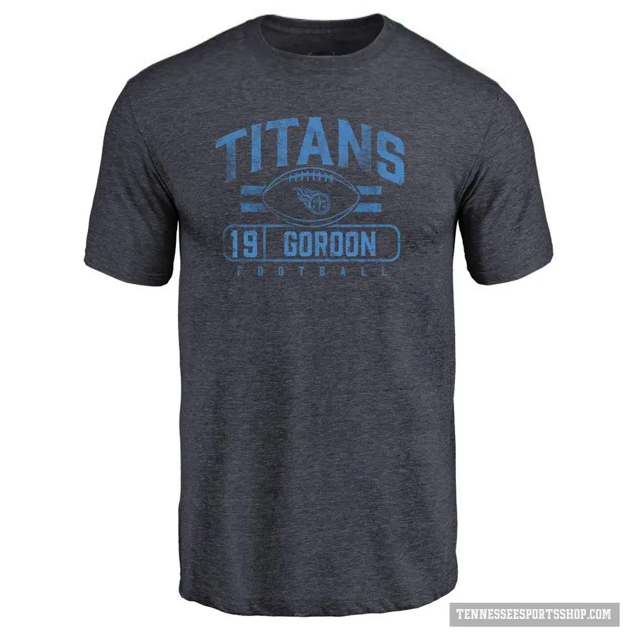 Men's ＃19 Josh Gordon Tennessee Titans Navy Flanker T-Shirt