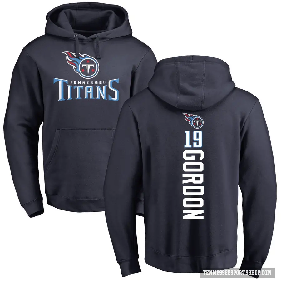 Men's ＃19 Josh Gordon Tennessee Titans Navy Pro Line Backer Pullover Hoodie