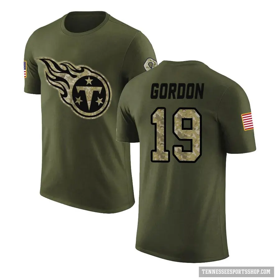 Men's ＃19 Josh Gordon Tennessee Titans Olive Salute to Service T-Shirt