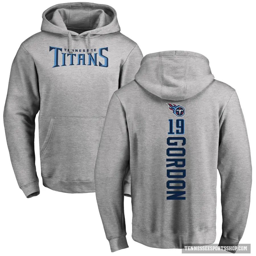 Men's ＃19 Josh Gordon Tennessee Titans Pro Line Ash Backer Pullover Hoodie