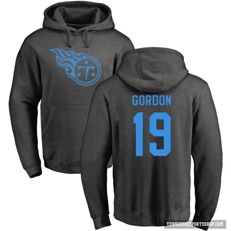 Men's ＃19 Josh Gordon Tennessee Titans Pro Line by Branded Ash One Color Pullover Hoodie