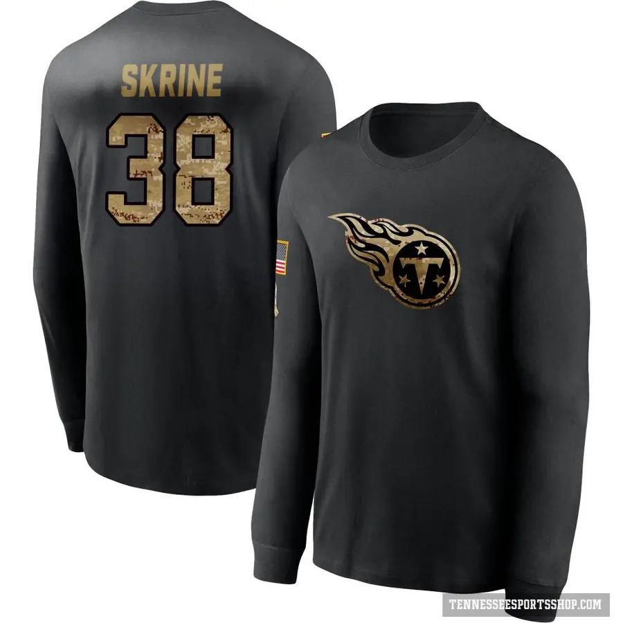 Men's ＃38 Buster Skrine Tennessee Titans Black 2020 Salute To Service Sideline Performance Long Sleeve T-Shirt