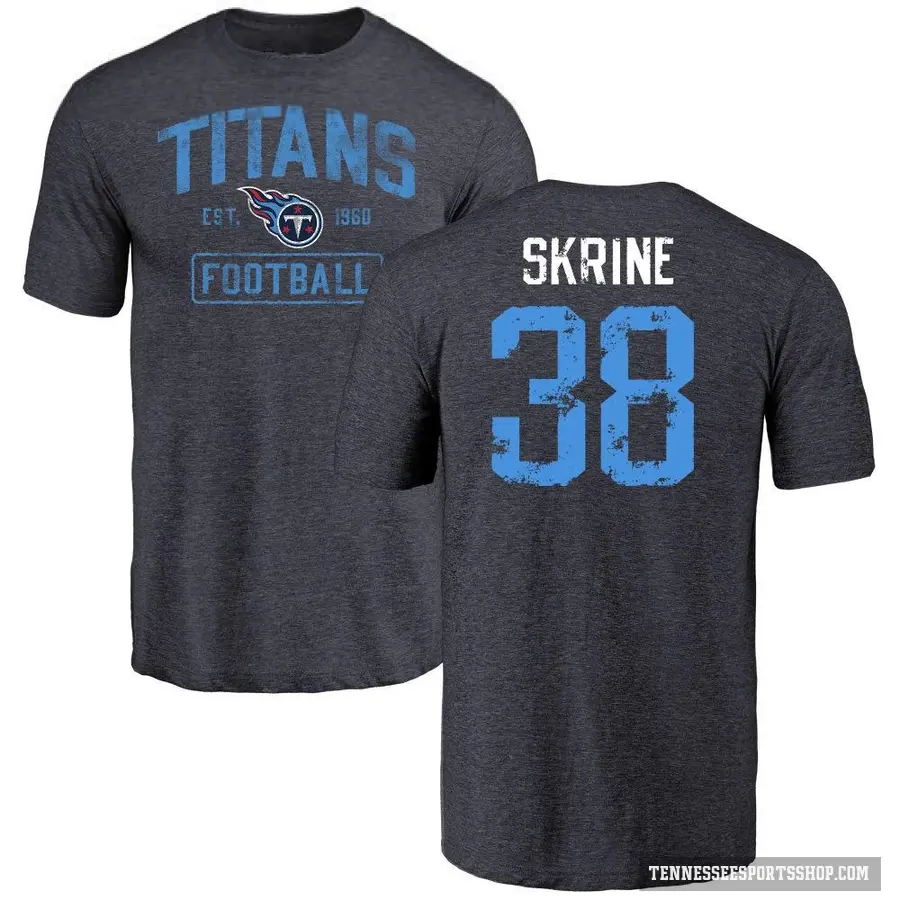 Men's ＃38 Buster Skrine Tennessee Titans Navy Distressed T-Shirt