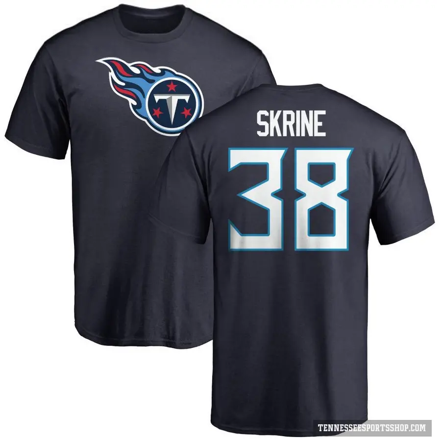 Men's ＃38 Buster Skrine Tennessee Titans Navy Logo T-Shirt