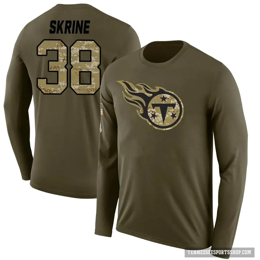 Men's ＃38 Buster Skrine Tennessee Titans Olive Salute to Service Sideline Long Sleeve T-Shirt