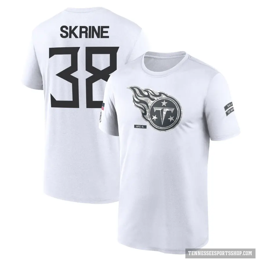 Men's ＃38 Buster Skrine Tennessee Titans White 2024 Salute to Service Performance T-Shirt