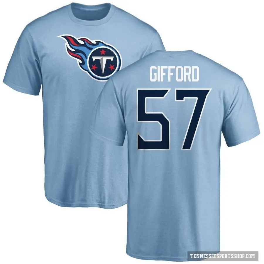 Men's ＃57 Luke Gifford Tennessee Titans LightBlue Logo T-Shirt Light Blue