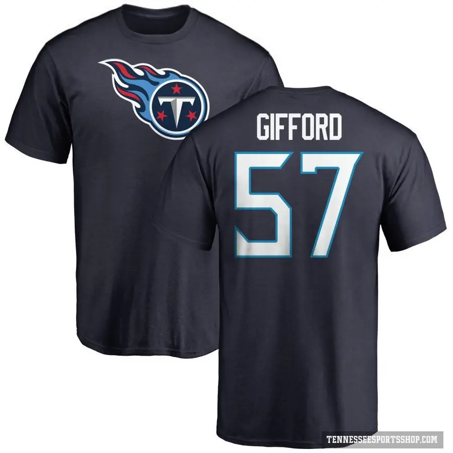 Men's ＃57 Luke Gifford Tennessee Titans Navy Logo T-Shirt