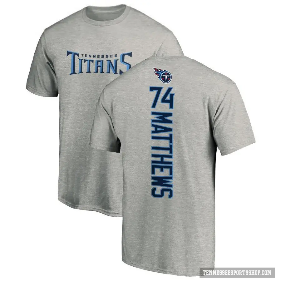 Men's ＃74 Bruce Matthews Tennessee Titans Ash Backer T-Shirt