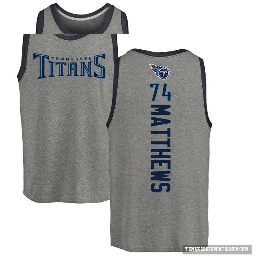 Men's ＃74 Bruce Matthews Tennessee Titans Ash Backer Tank Top