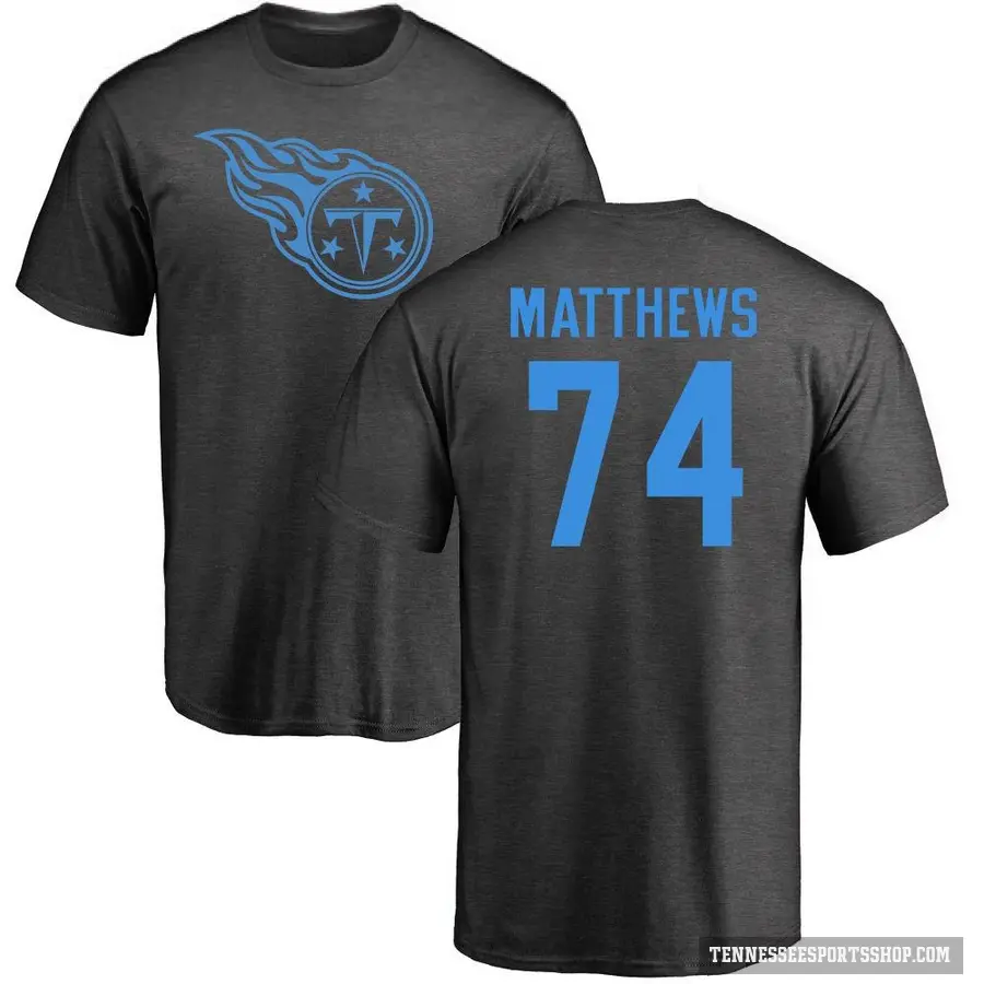 Men's ＃74 Bruce Matthews Tennessee Titans Ash One Color T-Shirt