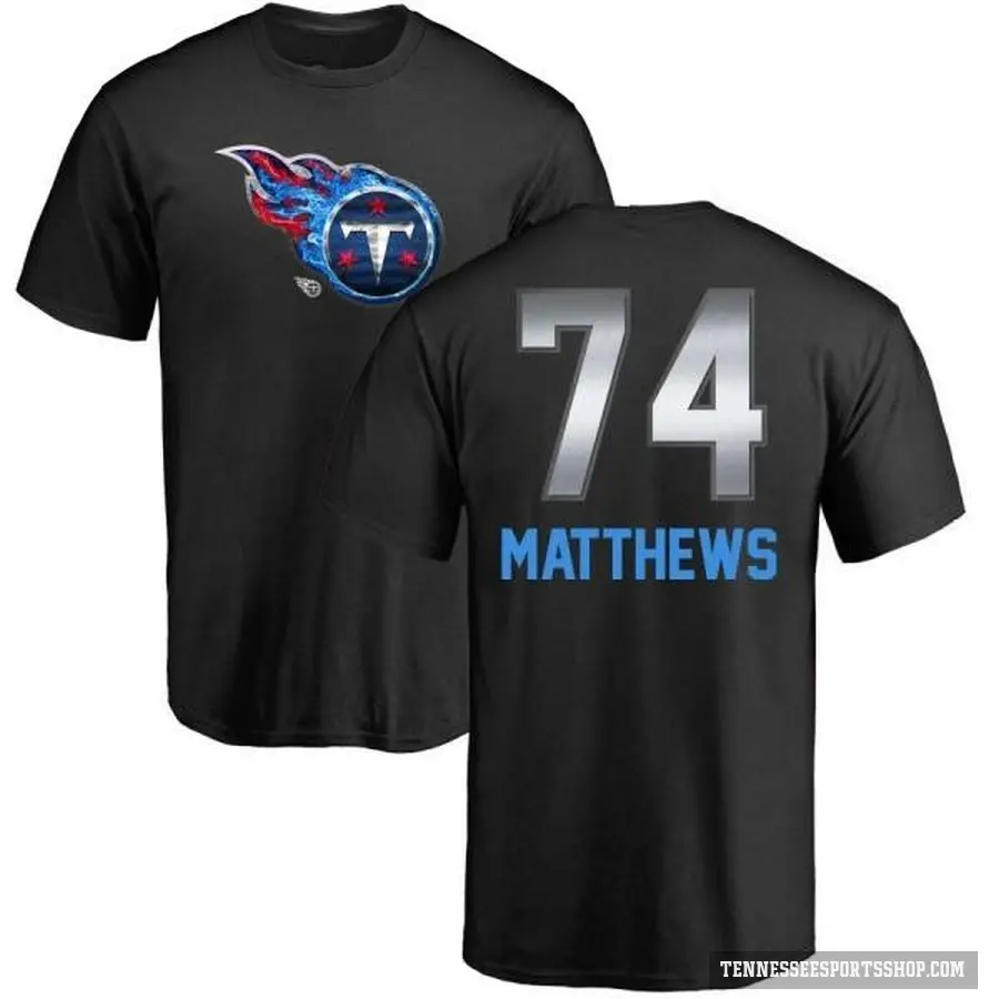 Men's ＃74 Bruce Matthews Tennessee Titans Black Midnight Mascot T-Shirt