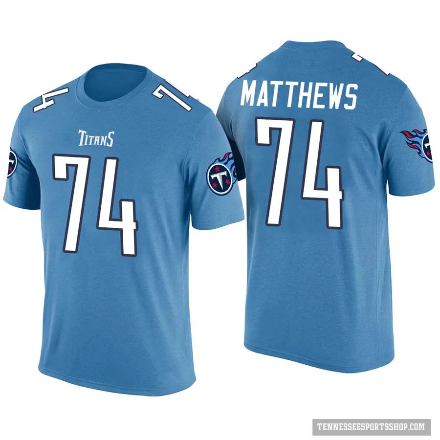 Men's ＃74 Bruce Matthews Tennessee Titans Blue Color Rush T-Shirt