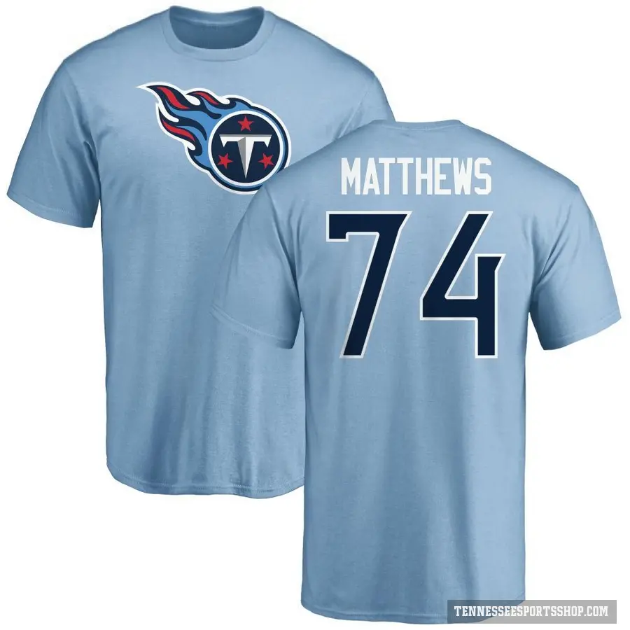 Men's ＃74 Bruce Matthews Tennessee Titans LightBlue Logo T-Shirt Light Blue