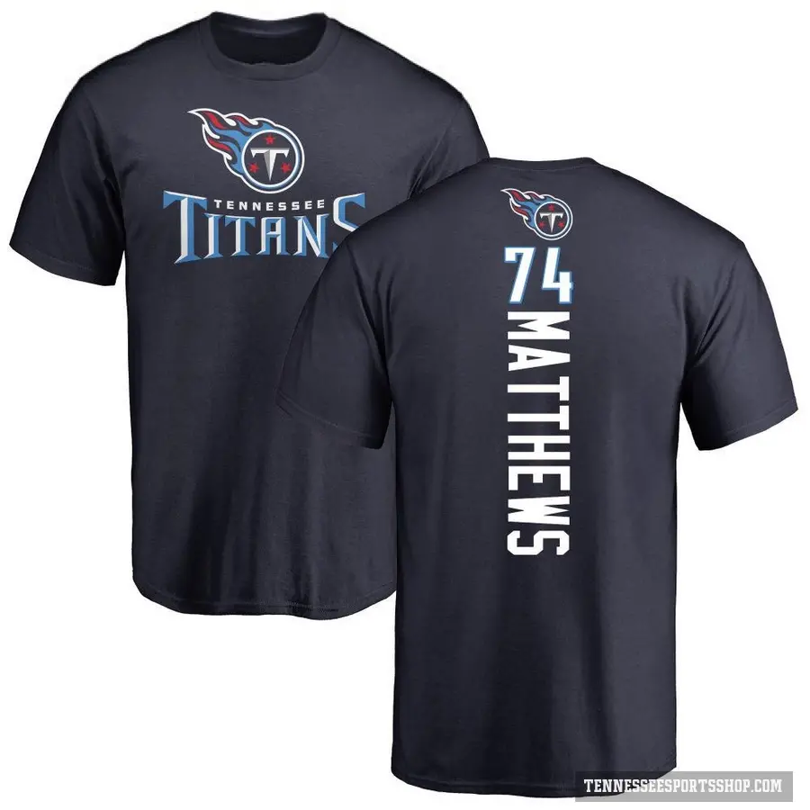 Men's ＃74 Bruce Matthews Tennessee Titans Navy Backer T-Shirt