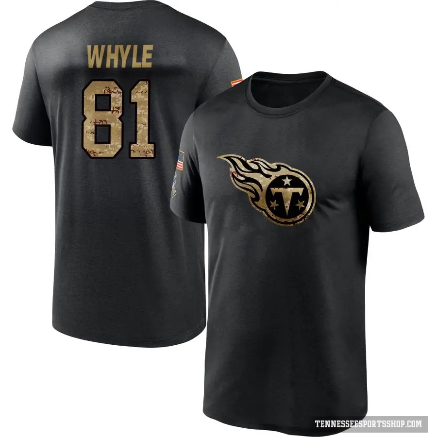 Men's ＃81 Josh Whyle Tennessee Titans Black 2020 Salute To Service Performance T-Shirt