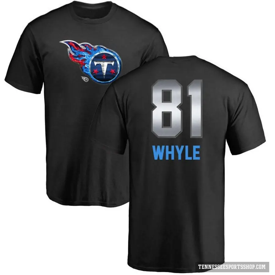 Men's ＃81 Josh Whyle Tennessee Titans Black Midnight Mascot T-Shirt