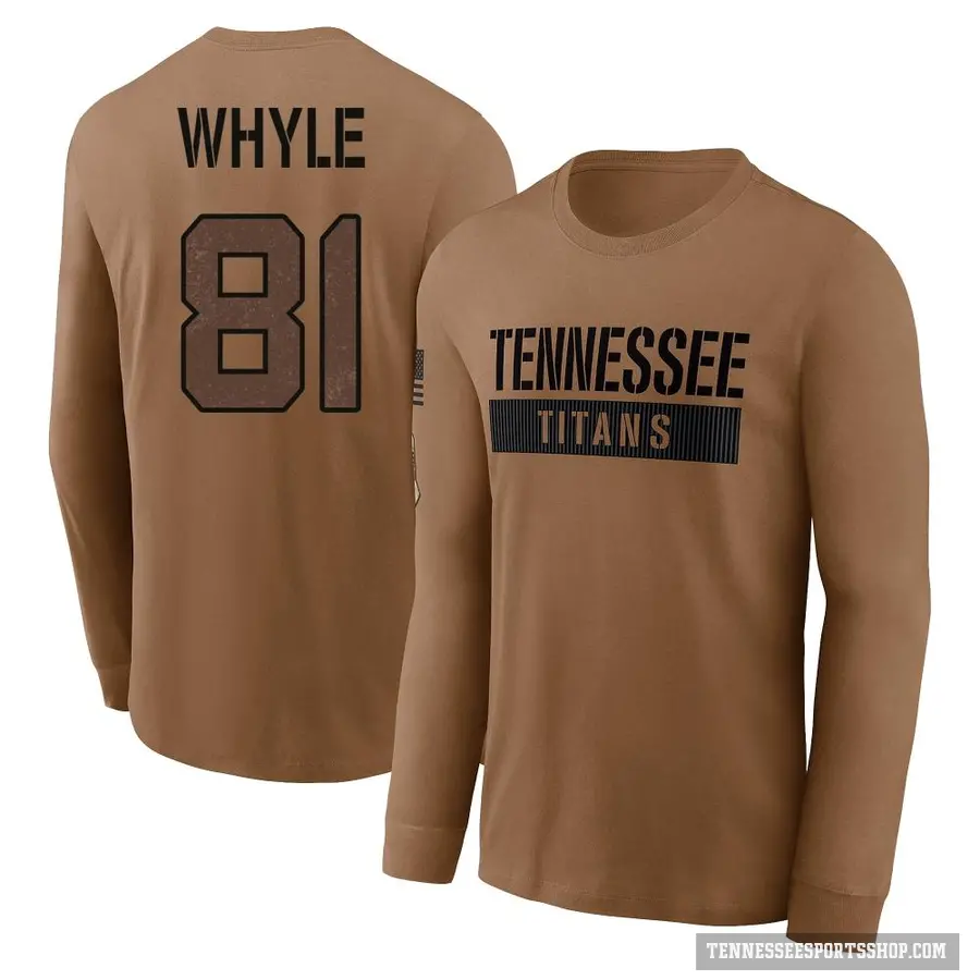 Men's ＃81 Josh Whyle Tennessee Titans Brown 2023 Salute To Service Long Sleeve T-Shirt