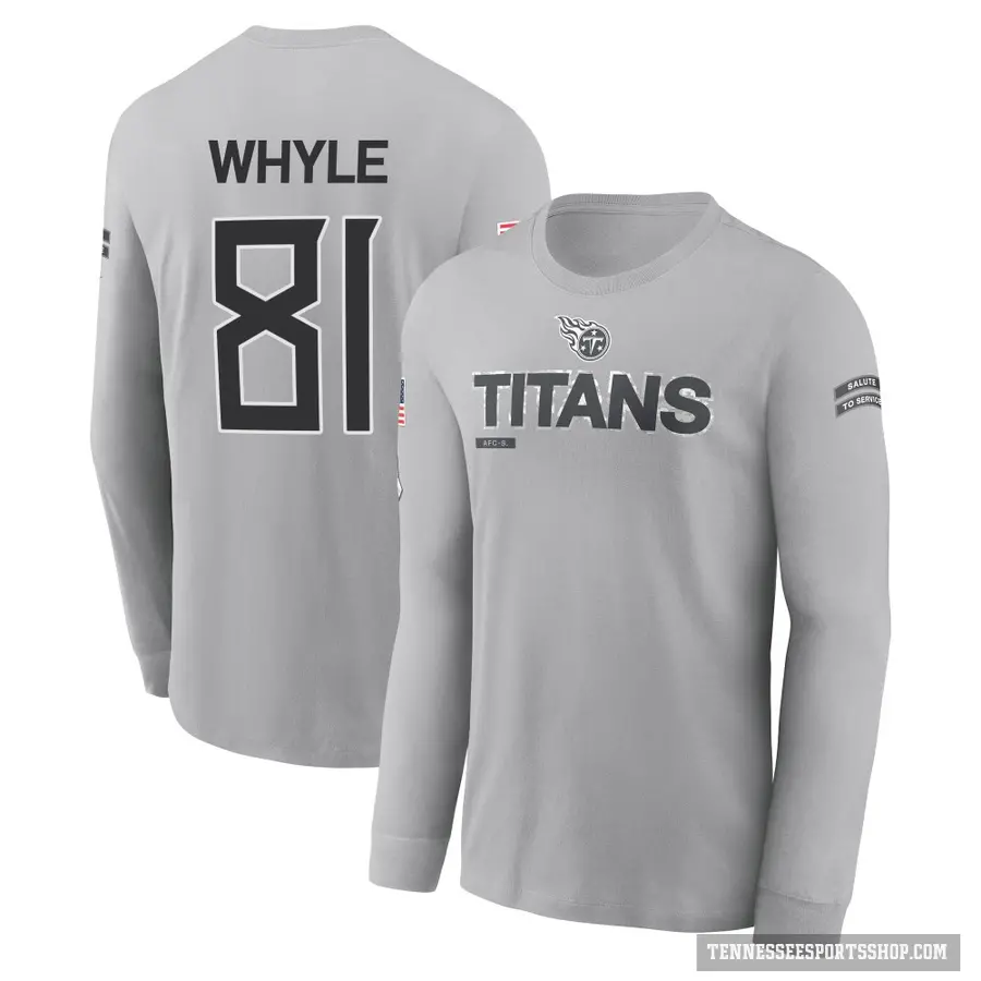 Men's ＃81 Josh Whyle Tennessee Titans Gray 2024 Salute to Service Long Sleeve T-Shirt