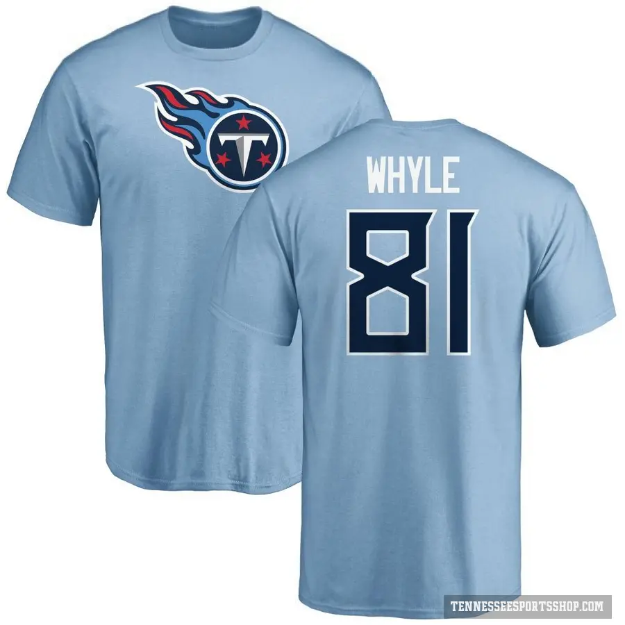 Men's ＃81 Josh Whyle Tennessee Titans LightBlue Logo T-Shirt Light Blue