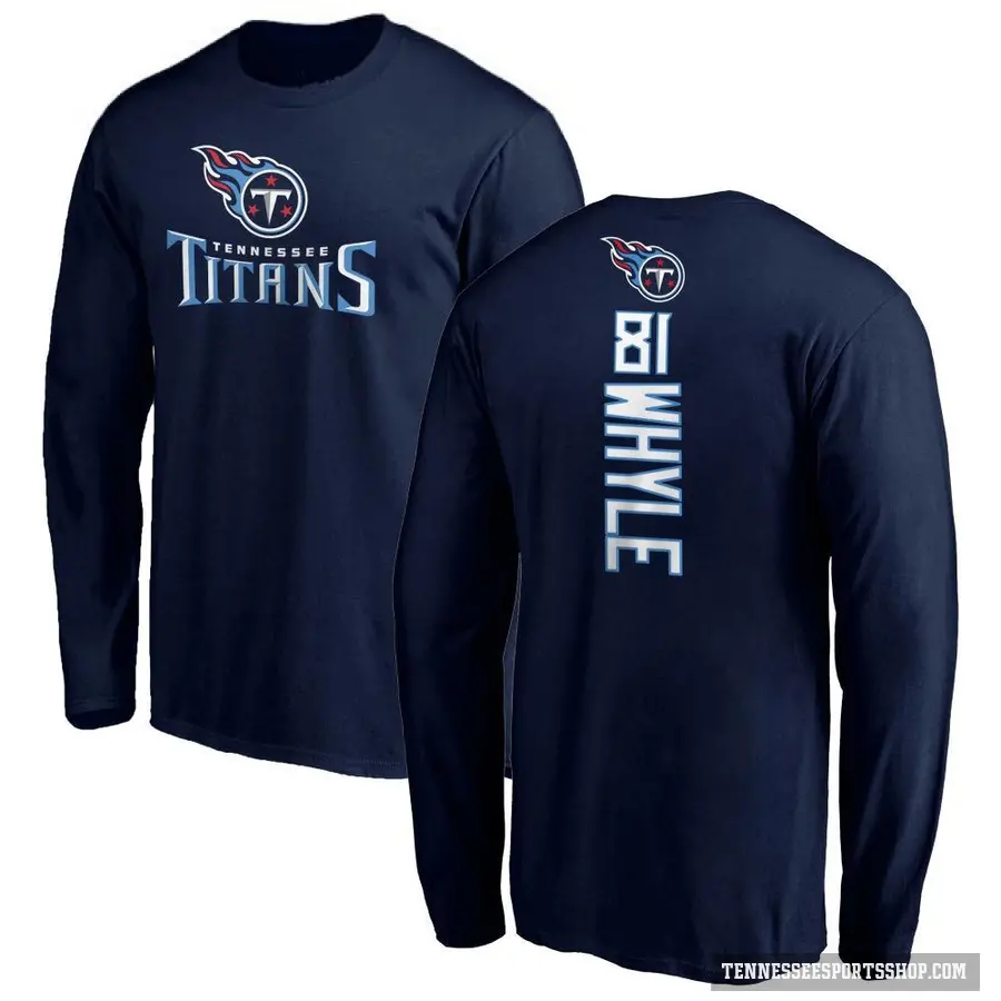 Men's ＃81 Josh Whyle Tennessee Titans Navy Backer Long Sleeve T-Shirt