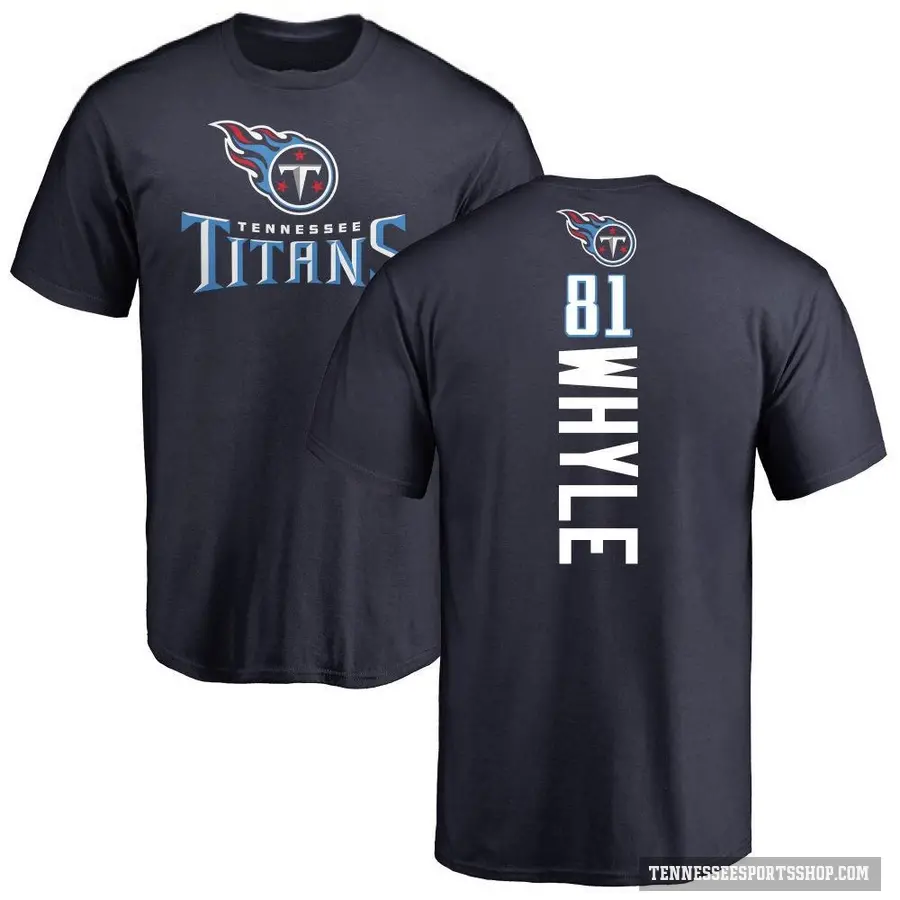 Men's ＃81 Josh Whyle Tennessee Titans Navy Backer T-Shirt