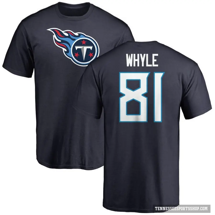 Men's ＃81 Josh Whyle Tennessee Titans Navy Logo T-Shirt