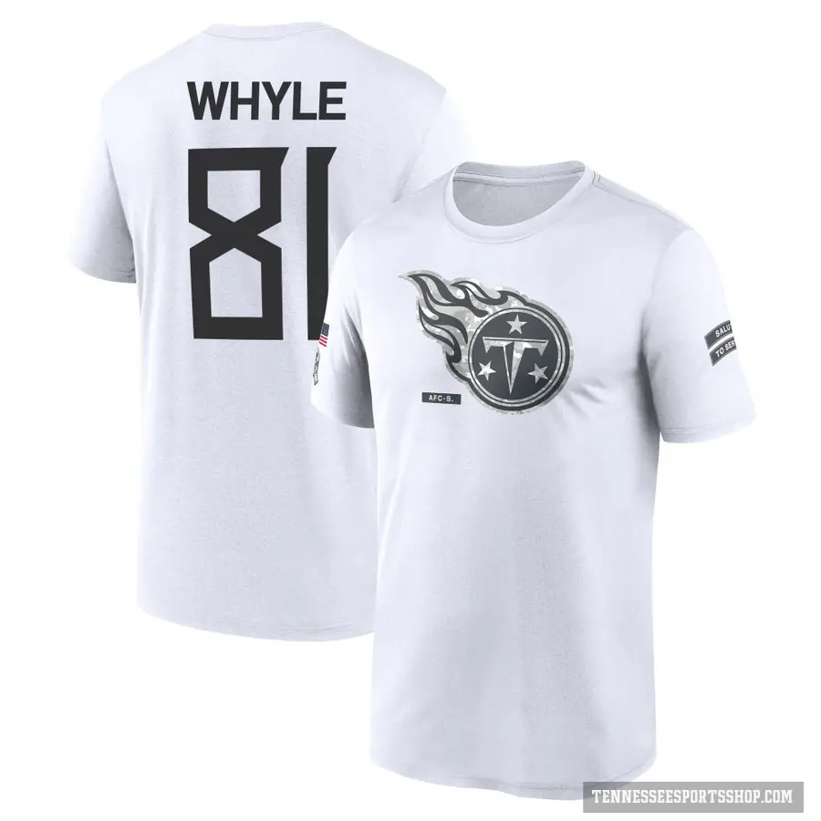 Men's ＃81 Josh Whyle Tennessee Titans White 2024 Salute to Service Performance T-Shirt