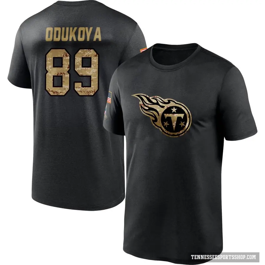 Men's ＃89 Thomas Odukoya Tennessee Titans Black 2020 Salute To Service Performance T-Shirt