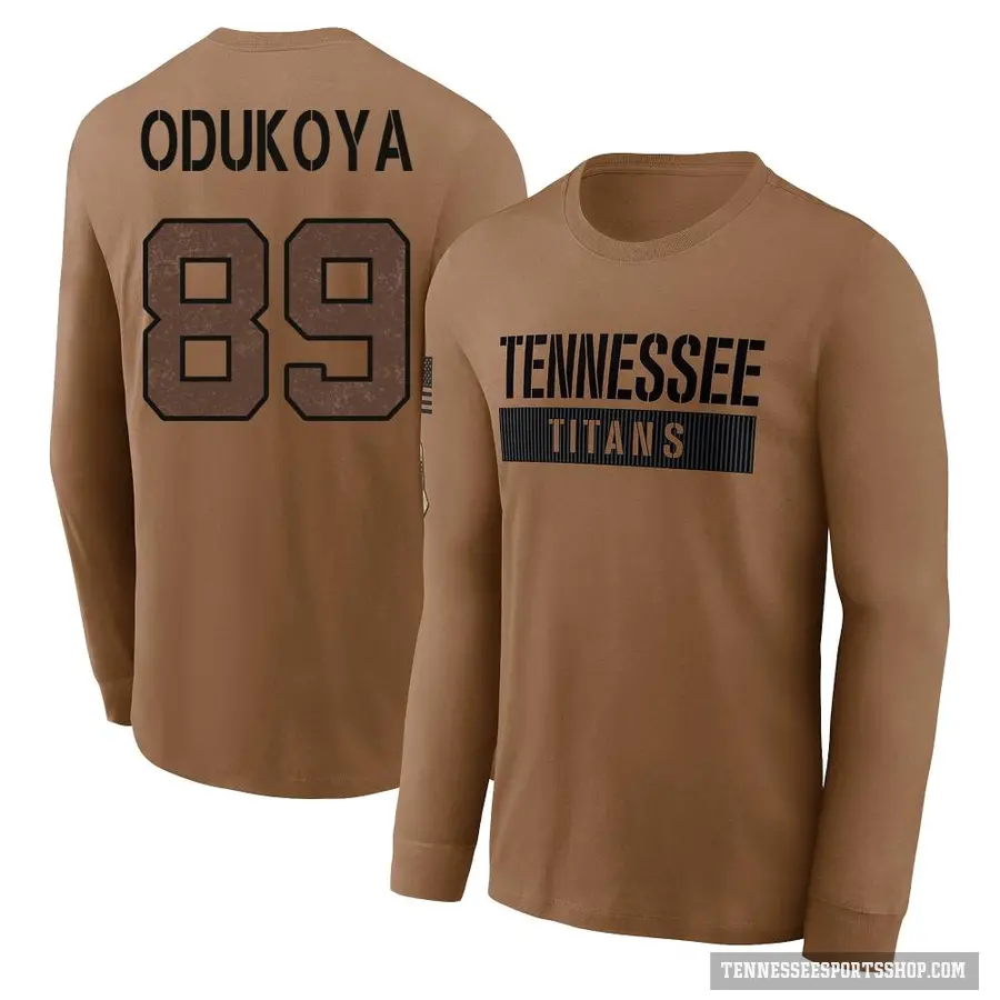 Men's ＃89 Thomas Odukoya Tennessee Titans Brown 2023 Salute To Service Long Sleeve T-Shirt