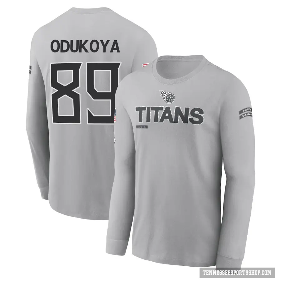 Men's ＃89 Thomas Odukoya Tennessee Titans Gray 2024 Salute to Service Long Sleeve T-Shirt