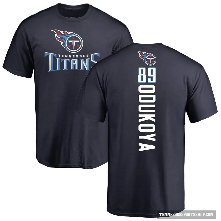 Men's ＃89 Thomas Odukoya Tennessee Titans Navy Backer T-Shirt