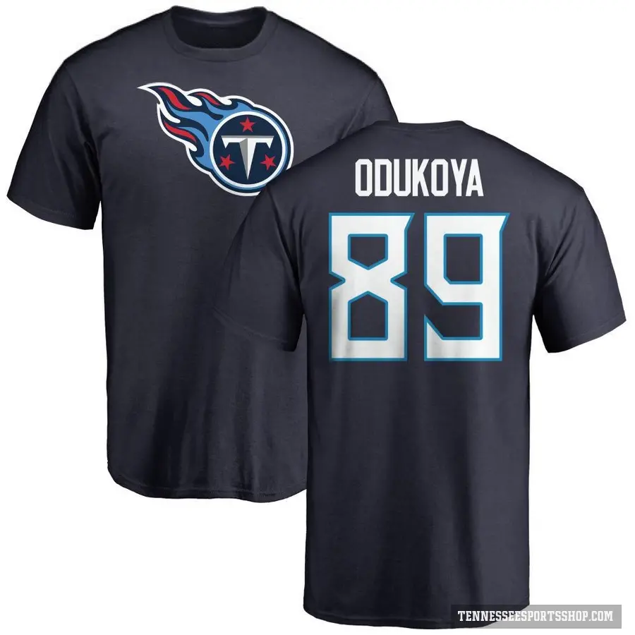 Men's ＃89 Thomas Odukoya Tennessee Titans Navy Logo T-Shirt