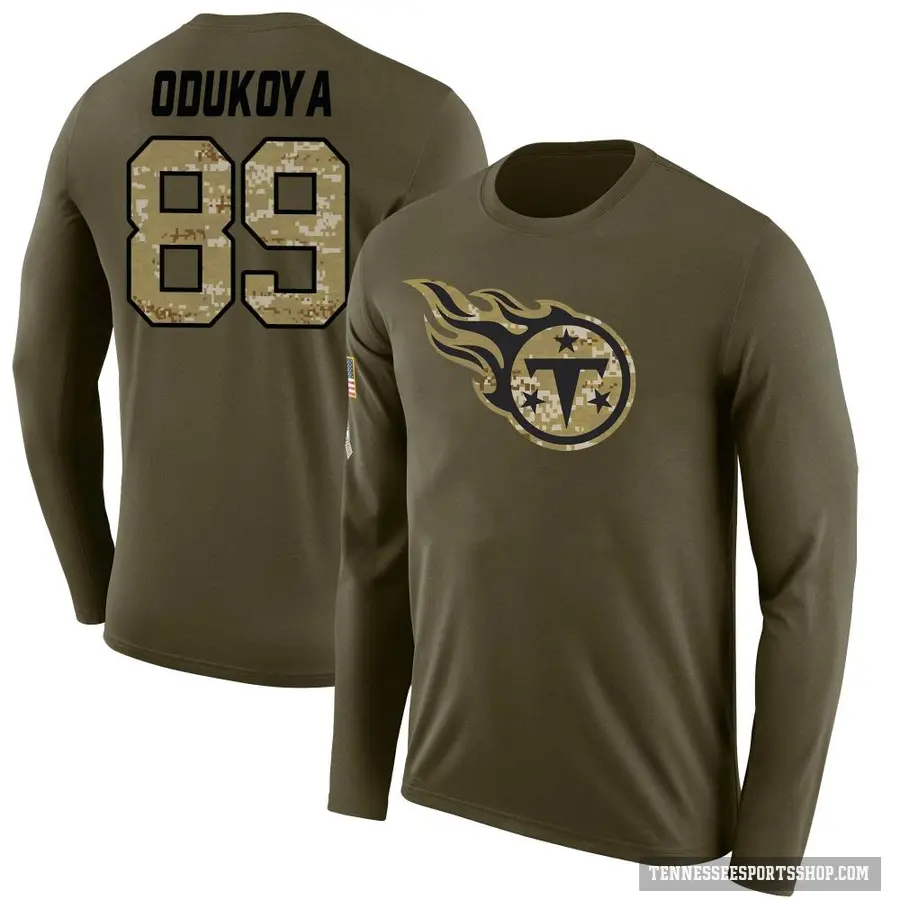 Men's ＃89 Thomas Odukoya Tennessee Titans Olive Salute to Service Sideline Long Sleeve T-Shirt