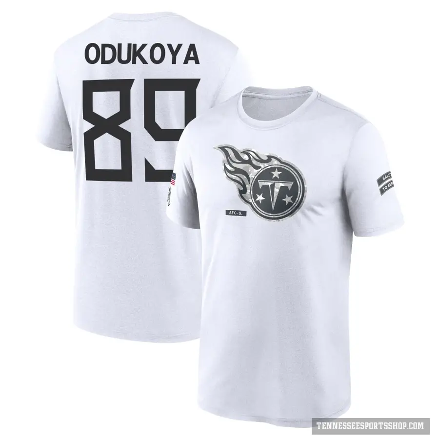 Men's ＃89 Thomas Odukoya Tennessee Titans White 2024 Salute to Service Performance T-Shirt