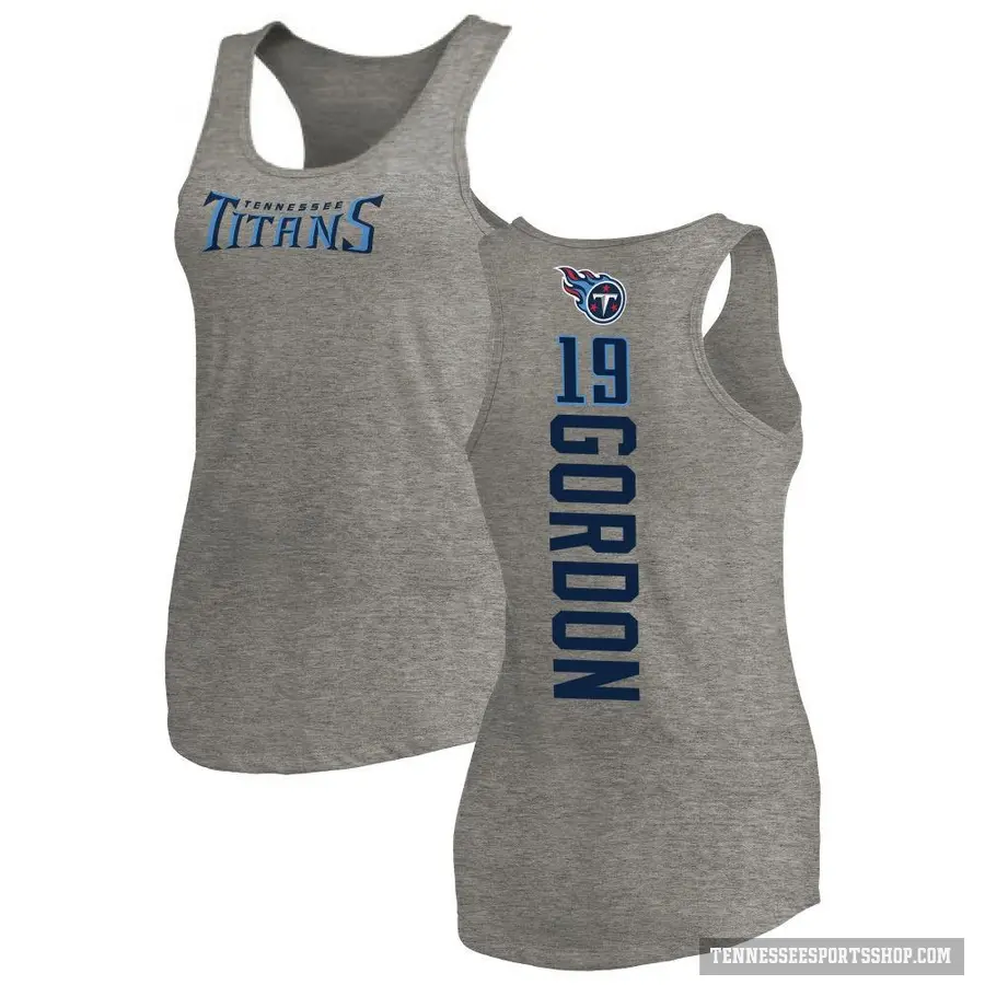 Women's ＃19 Josh Gordon Tennessee Titans Ash Backer Tank Top