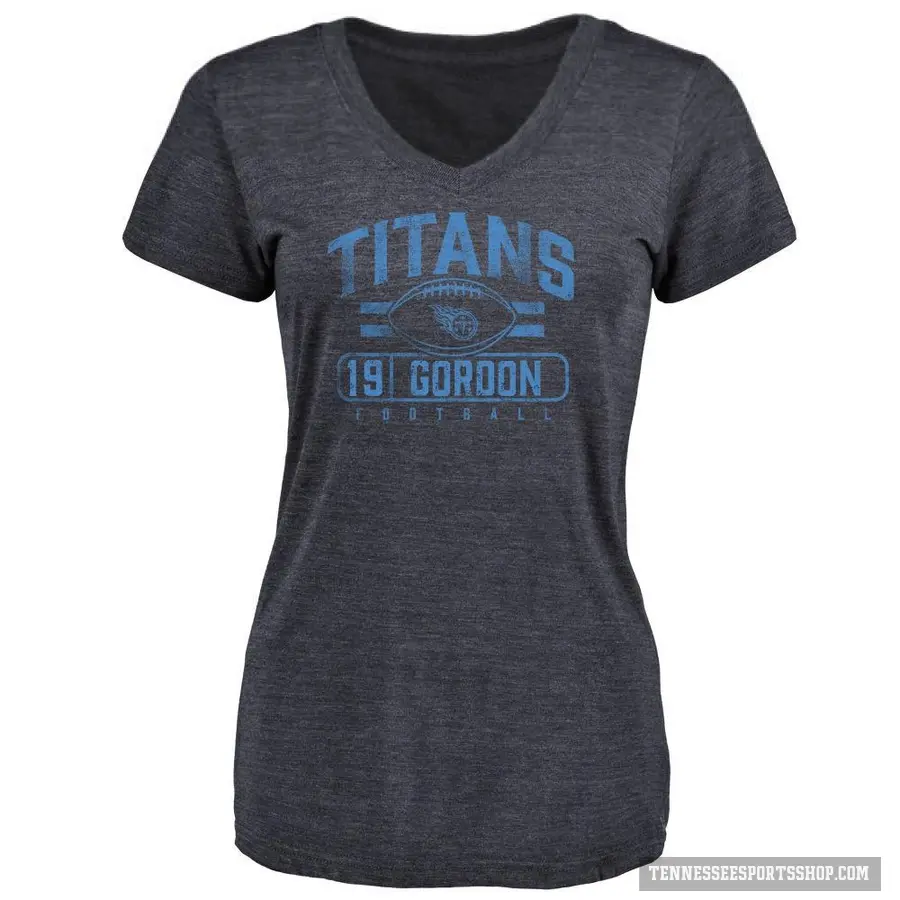 Women's ＃19 Josh Gordon Tennessee Titans Navy Flanker T-Shirt