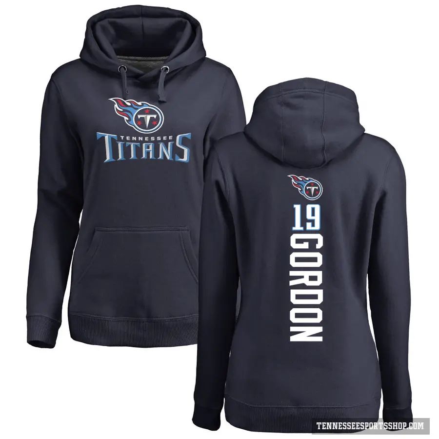 Women's ＃19 Josh Gordon Tennessee Titans Navy Pro Line Backer Pullover Hoodie