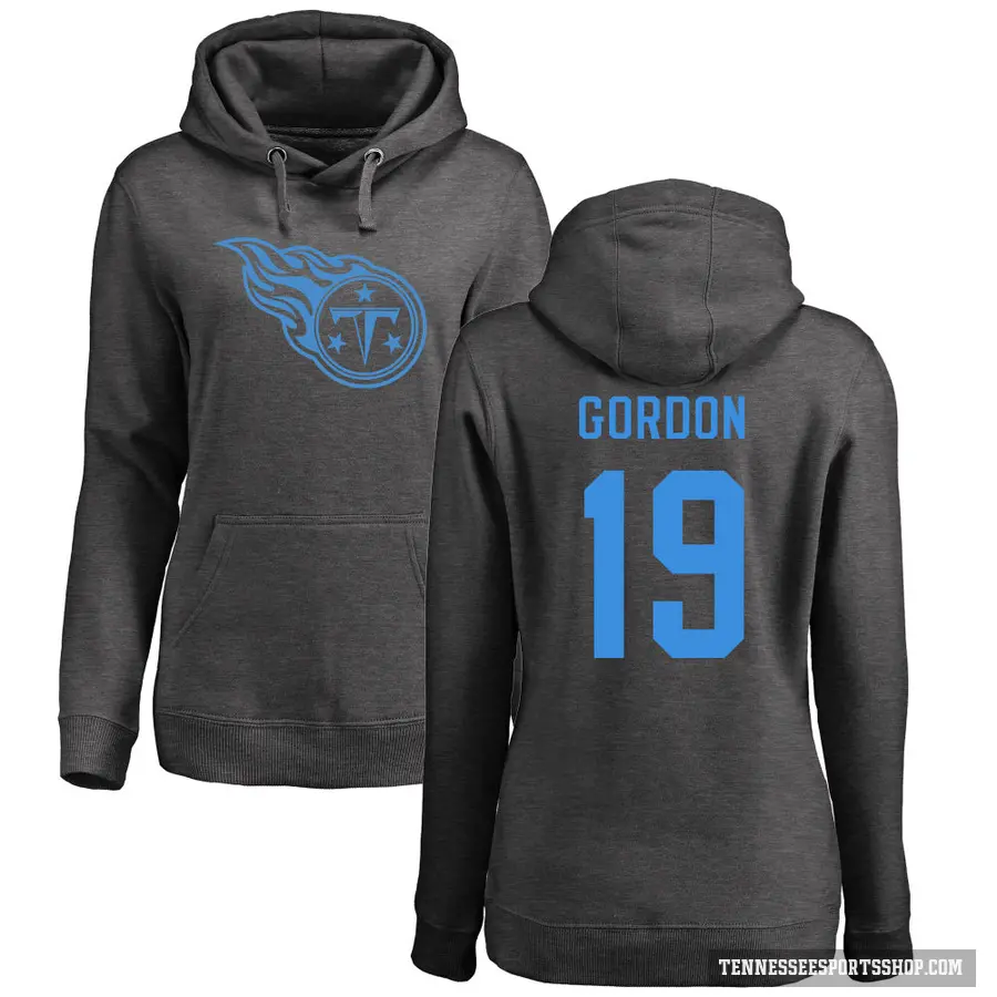 Women's ＃19 Josh Gordon Tennessee Titans Pro Line by Branded Ash One Color Pullover Hoodie