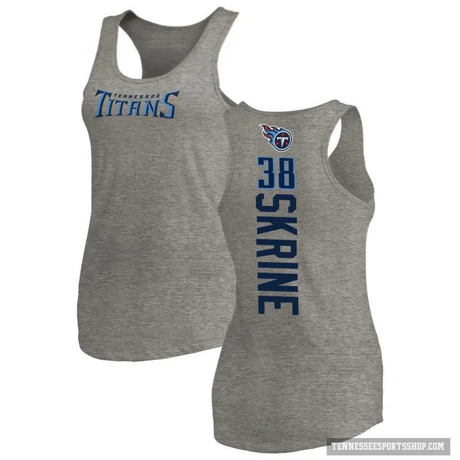 Women's ＃38 Buster Skrine Tennessee Titans Ash Backer Tank Top