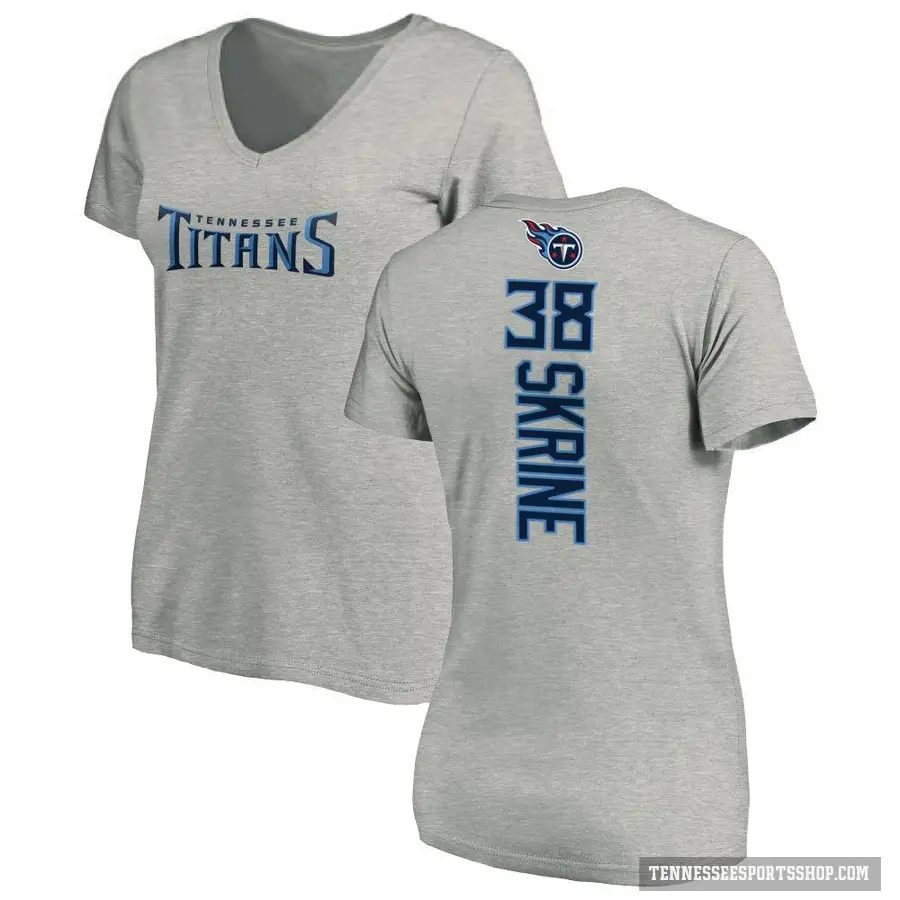 Women's ＃38 Buster Skrine Tennessee Titans Ash Backer V-Neck T-Shirt