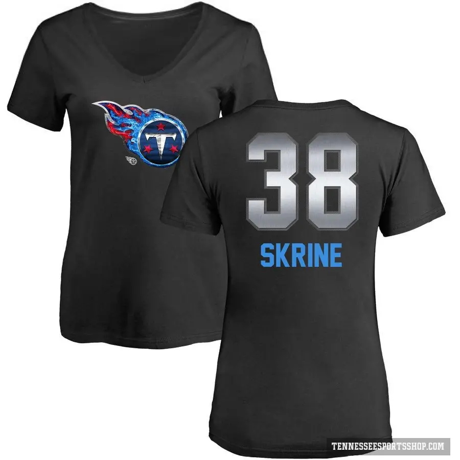 Women's ＃38 Buster Skrine Tennessee Titans Black Midnight Mascot T-Shirt