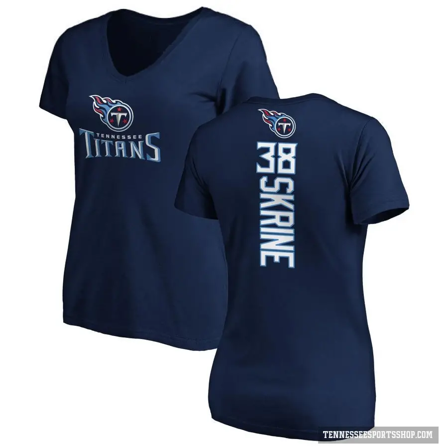 Women's ＃38 Buster Skrine Tennessee Titans Navy Backer Slim Fit T-Shirt