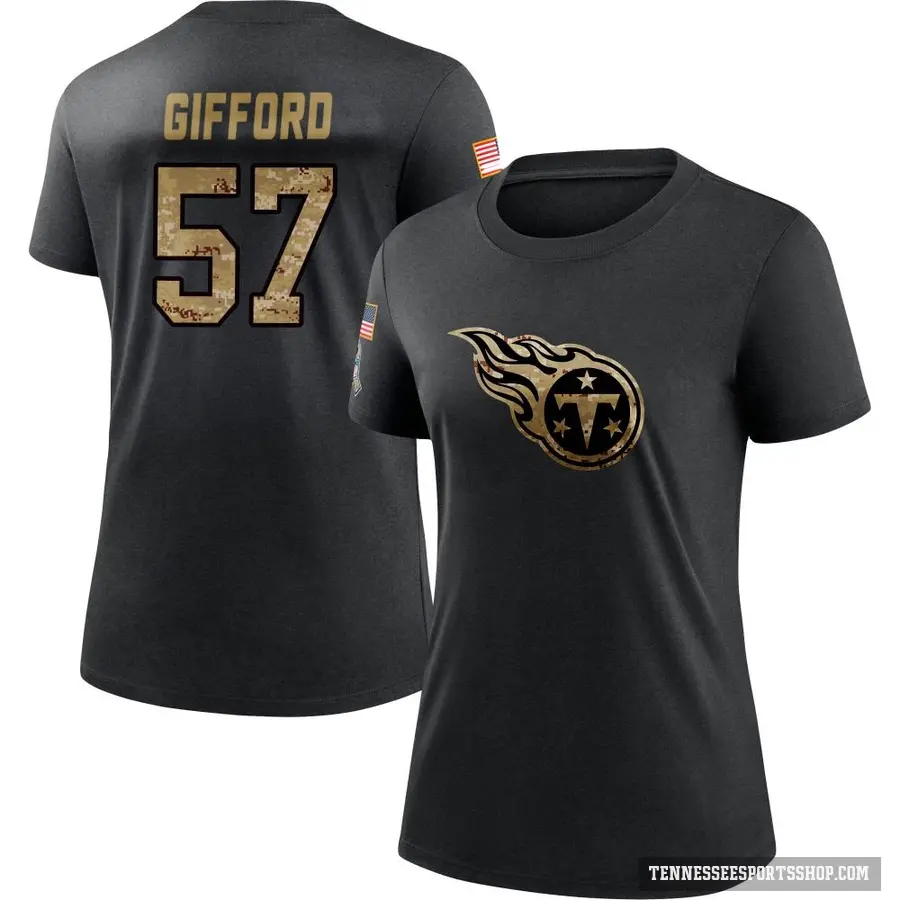 Women's ＃57 Luke Gifford Tennessee Titans Black 2020 Salute To Service Performance T-Shirt