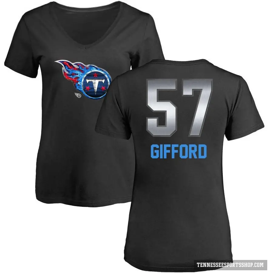 Women's ＃57 Luke Gifford Tennessee Titans Black Midnight Mascot T-Shirt